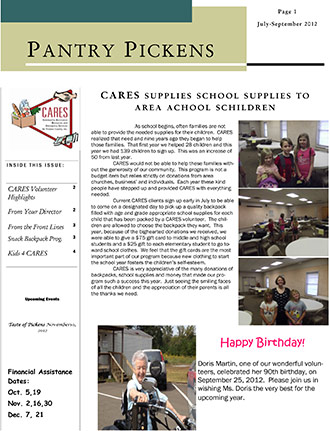 CARES July-September Newsletter 2012
