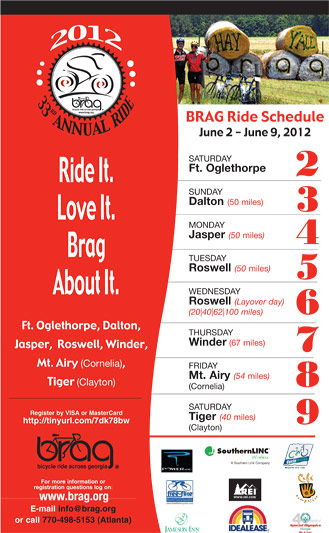 BRAG (Bicycle Ride Across Georgia) coming to Jasper June 4, 2012