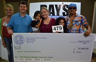 Jessica Wright and Emilio Ferretiz won $20,000 at Chamber Annual Auto Raffle