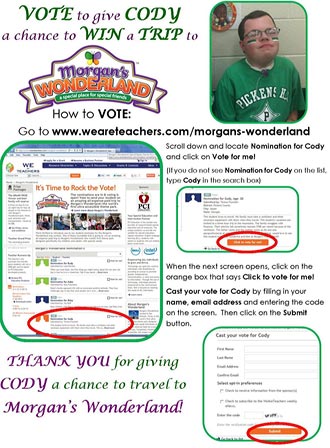 Vote for Cody to Win A Trip to Morgan's Wonderland