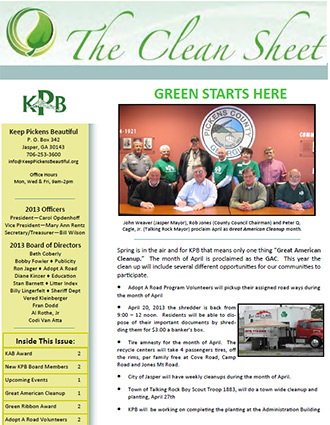 Keep Pickens Beautiful Spring Newsletter