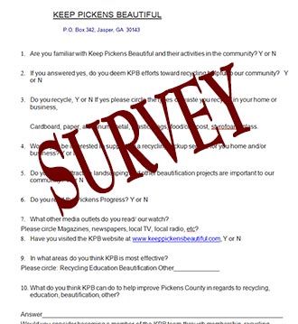 Keep Pickens Beautiful Conducting A Survey