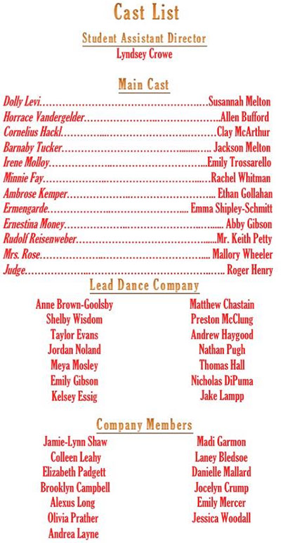 PHS Theatre Announces the Cast of Spring Production of 'Hello Dolly'