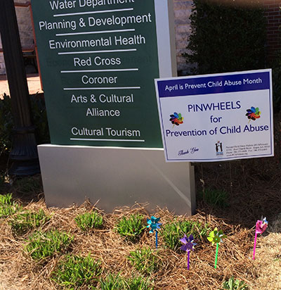 PCAPickens Planted Pinwheel Garden at County Administrative Building