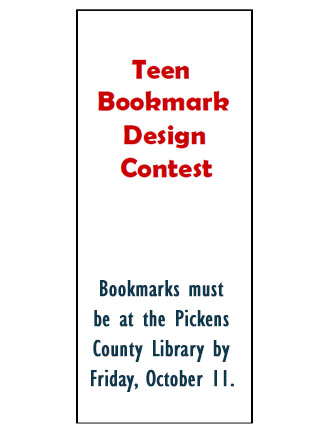 Bookmark Design Contest for Teens at The Pickens County Library