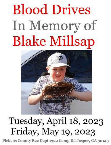Blood Drive In Memory of Blake Millsap