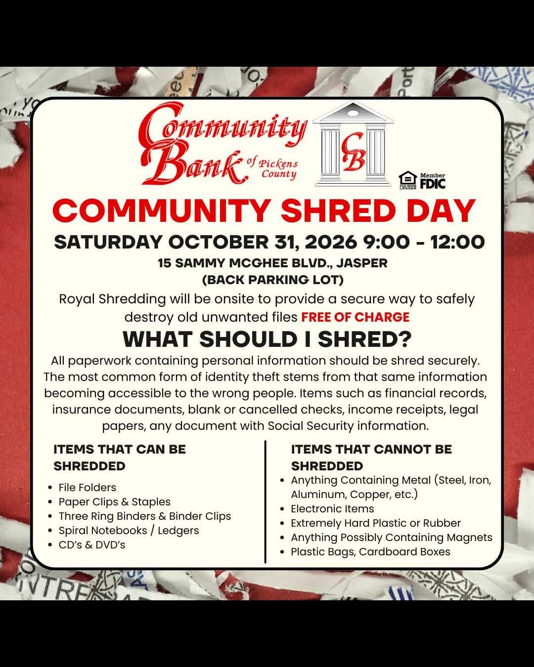 Community Bank Shred Day