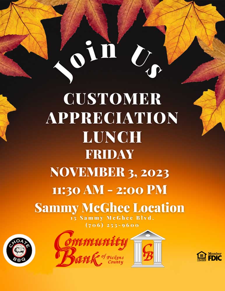 Community Bank Customer Appreciation Lunch on November 03, 2023 1130