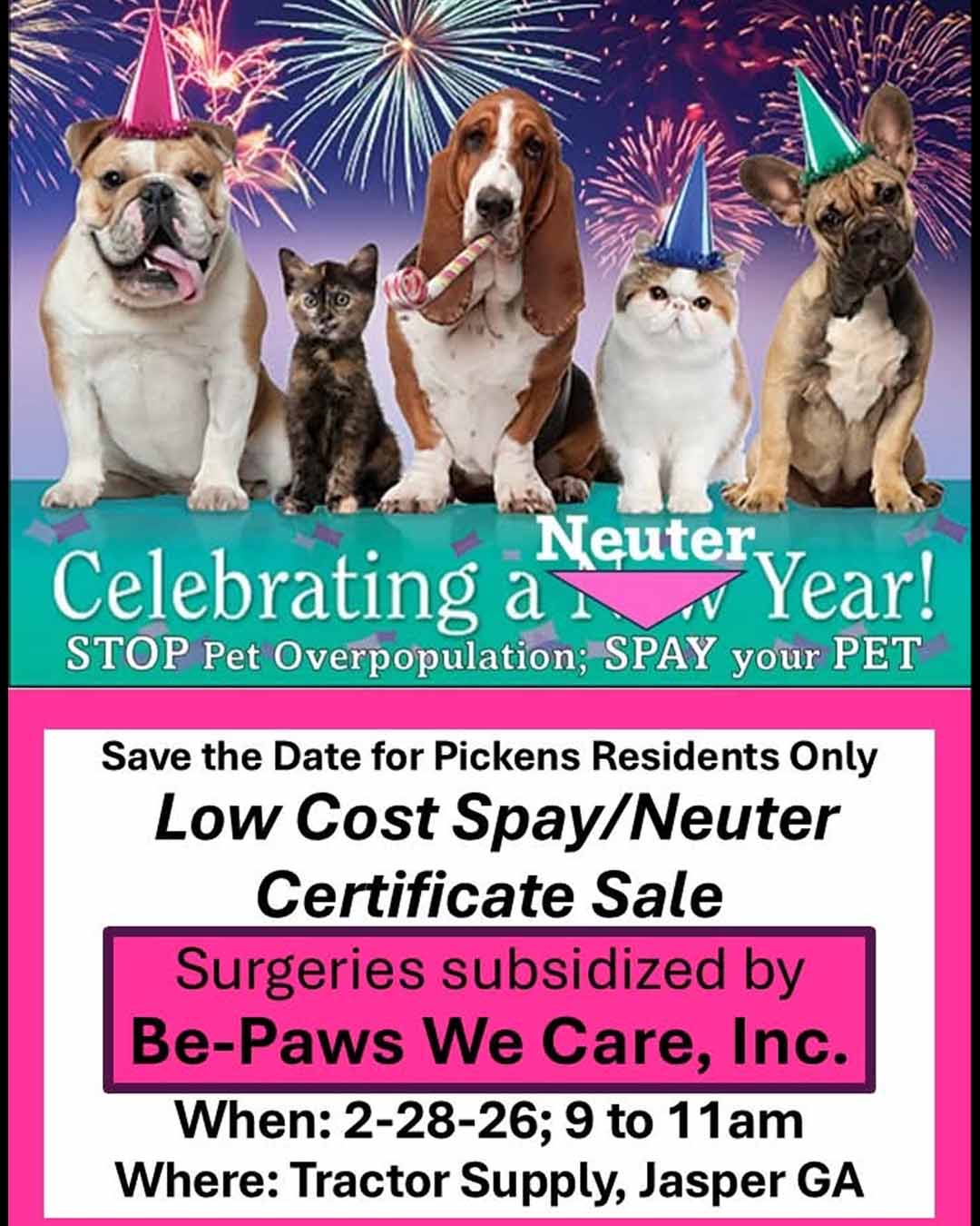 Low Cost Spay/Neuter Certificate Sale