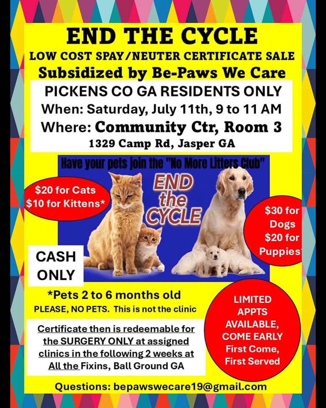 Low Cost Spay/Neuter Certificate Sale