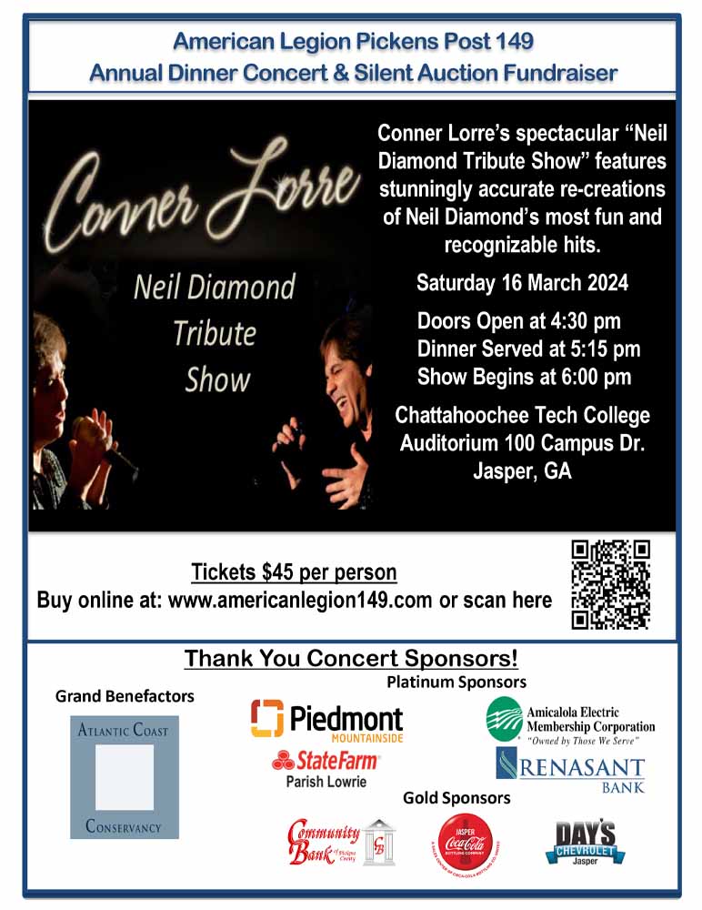 Neil Diamond Tribute Show on March 16, 2024 0515 PM Pickens County
