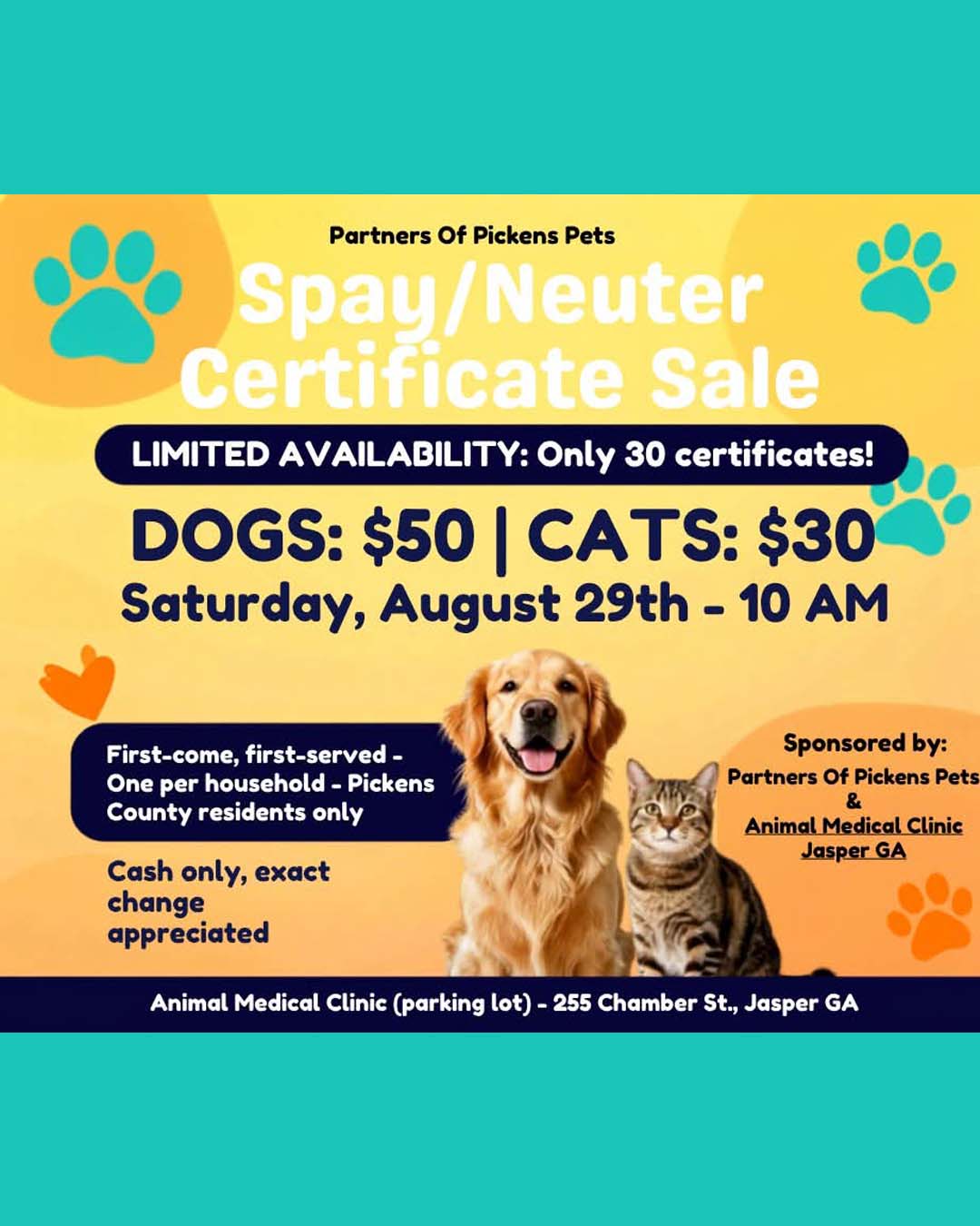 Spay & Neuter Certificate Sale