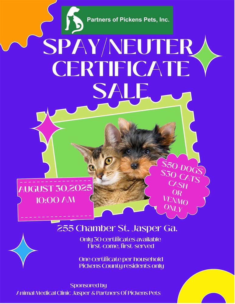 Spay & Neuter Certificate Sale