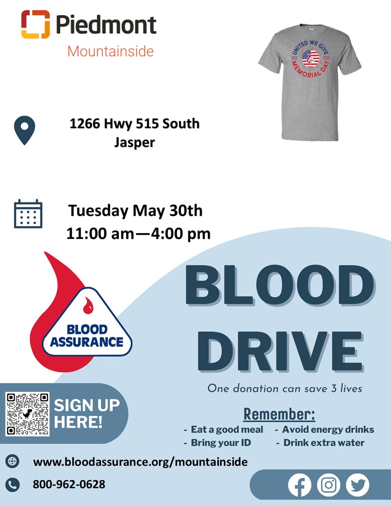 Blood Drive at Piedmont Mountainside on May 30, 2023 1100 AM