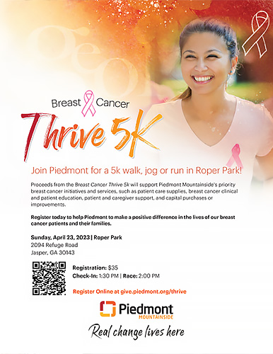 Piedmont Mountainside Thrive 5K Breast Cancer Walk on April 23, 2023