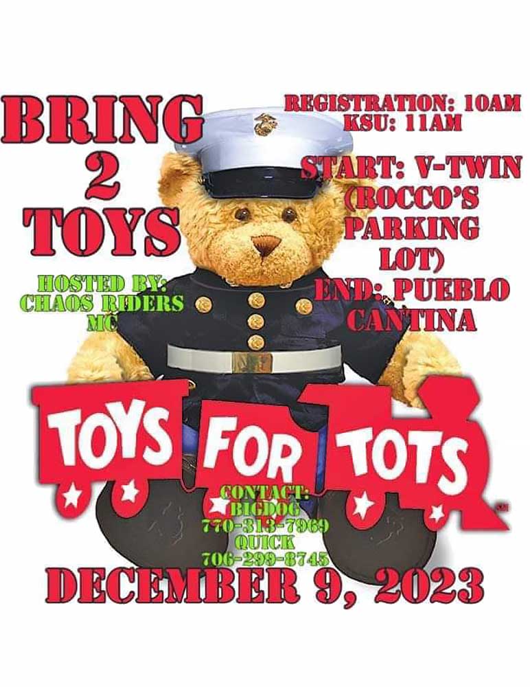 Toys for Tots Bike Ride on December 09, 2023 1000 AM Pickens County Event Calendar