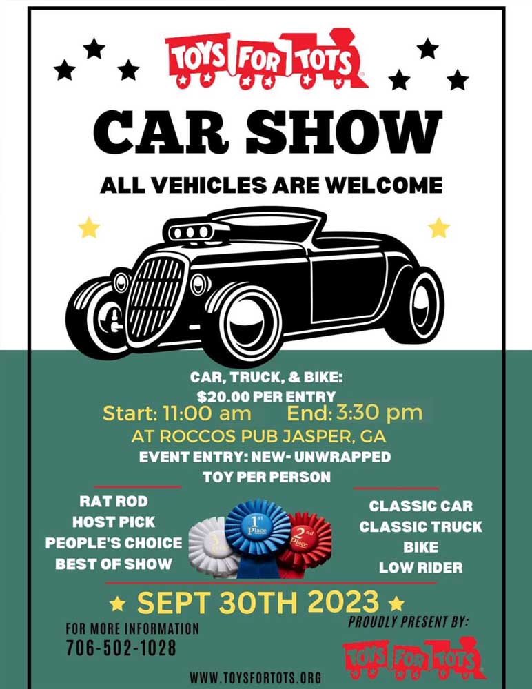 Toys for Tots Car Show on September 30, 2023 1100 AM