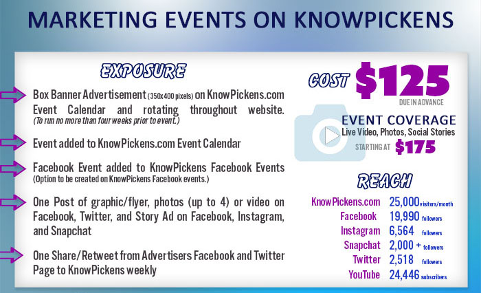 Affordable Event advertising on KnowPickens.com