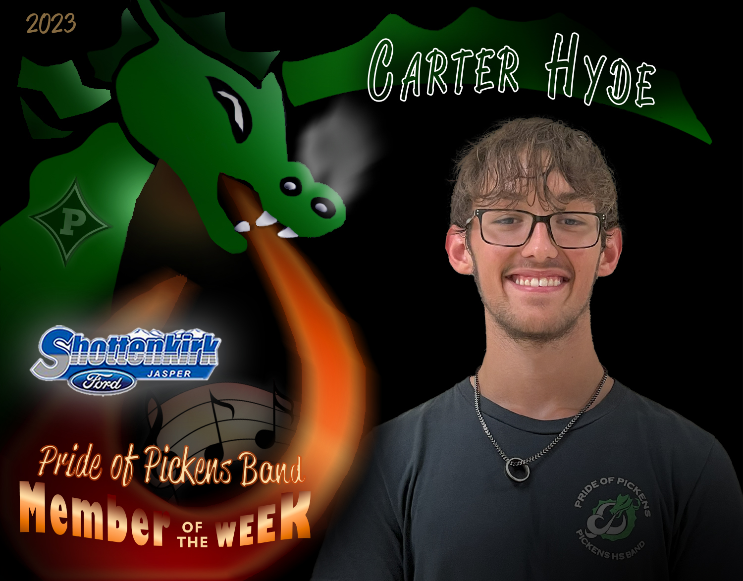 PHS Pride of Pickens Band Student of the Week #3 - Carter Hyde