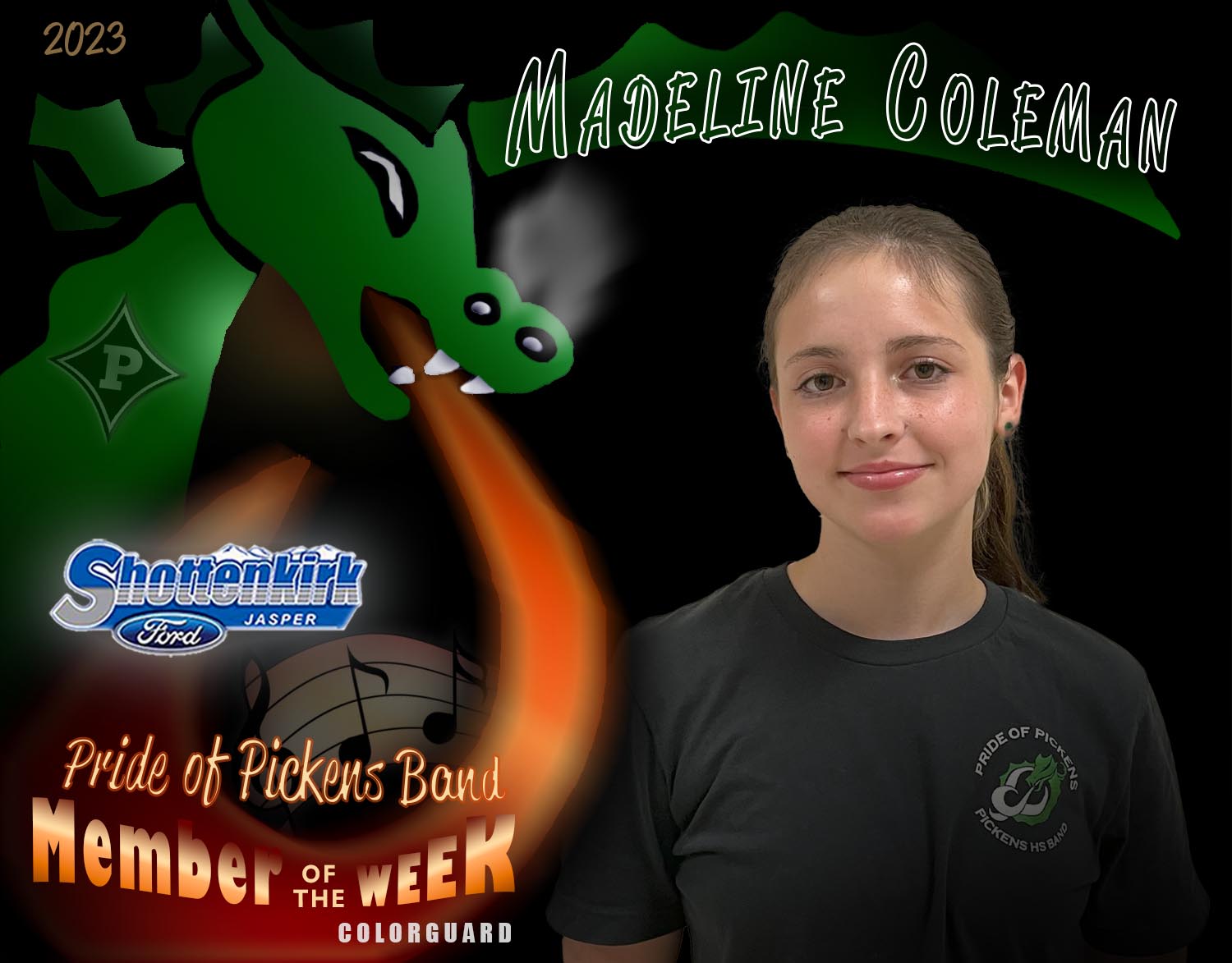 PHS Pride of Pickens Band Student of the Week #2 - Madeline Coleman