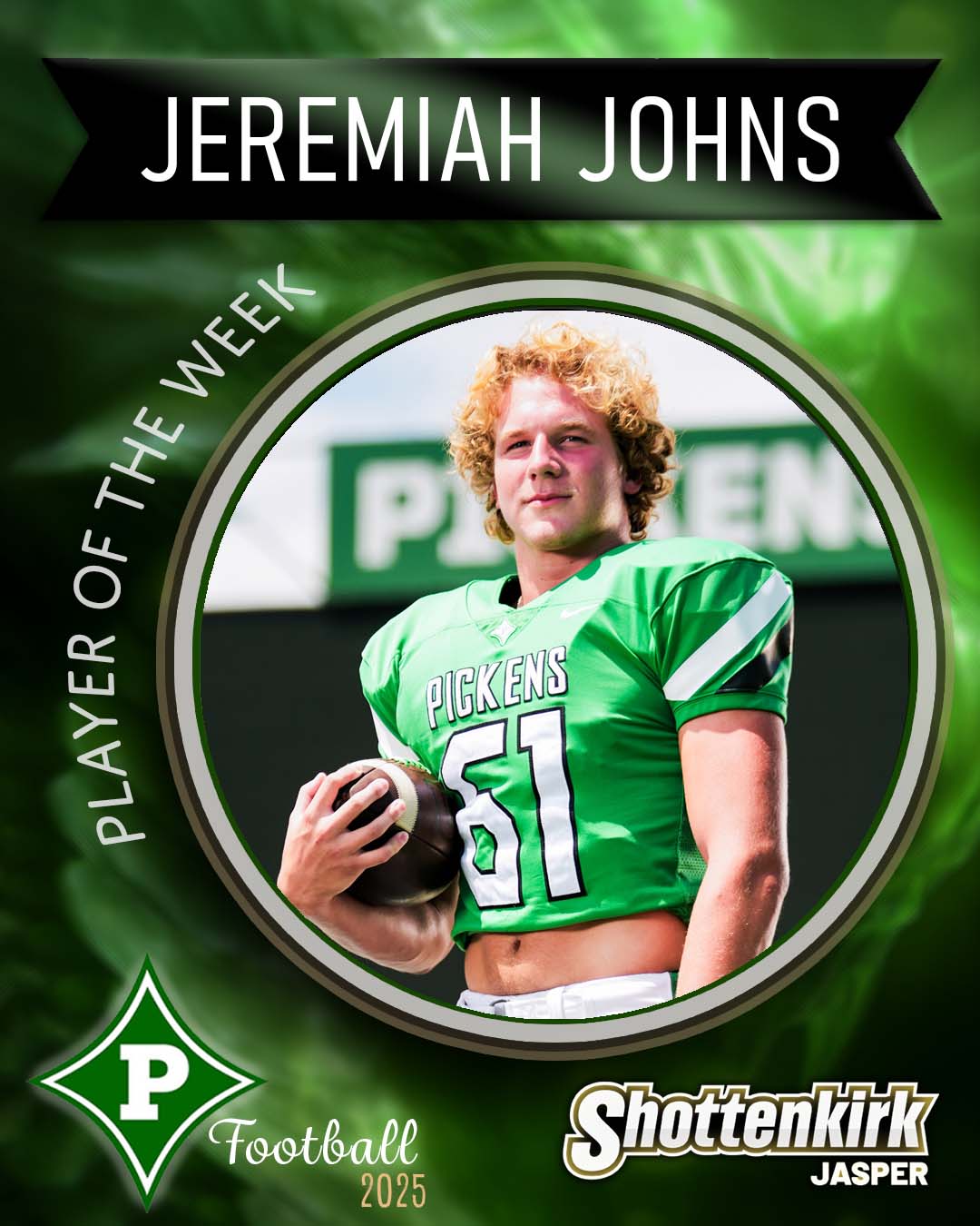 Jeremiah Johns PHS Football Player of the Week #1