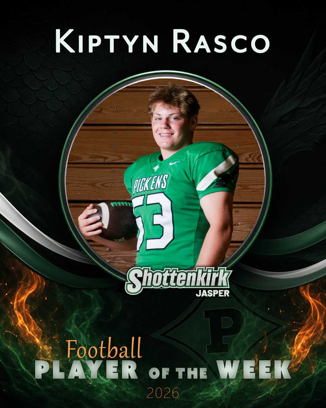 PHS Football Player of the Week #1 - Kiptyn Rasco