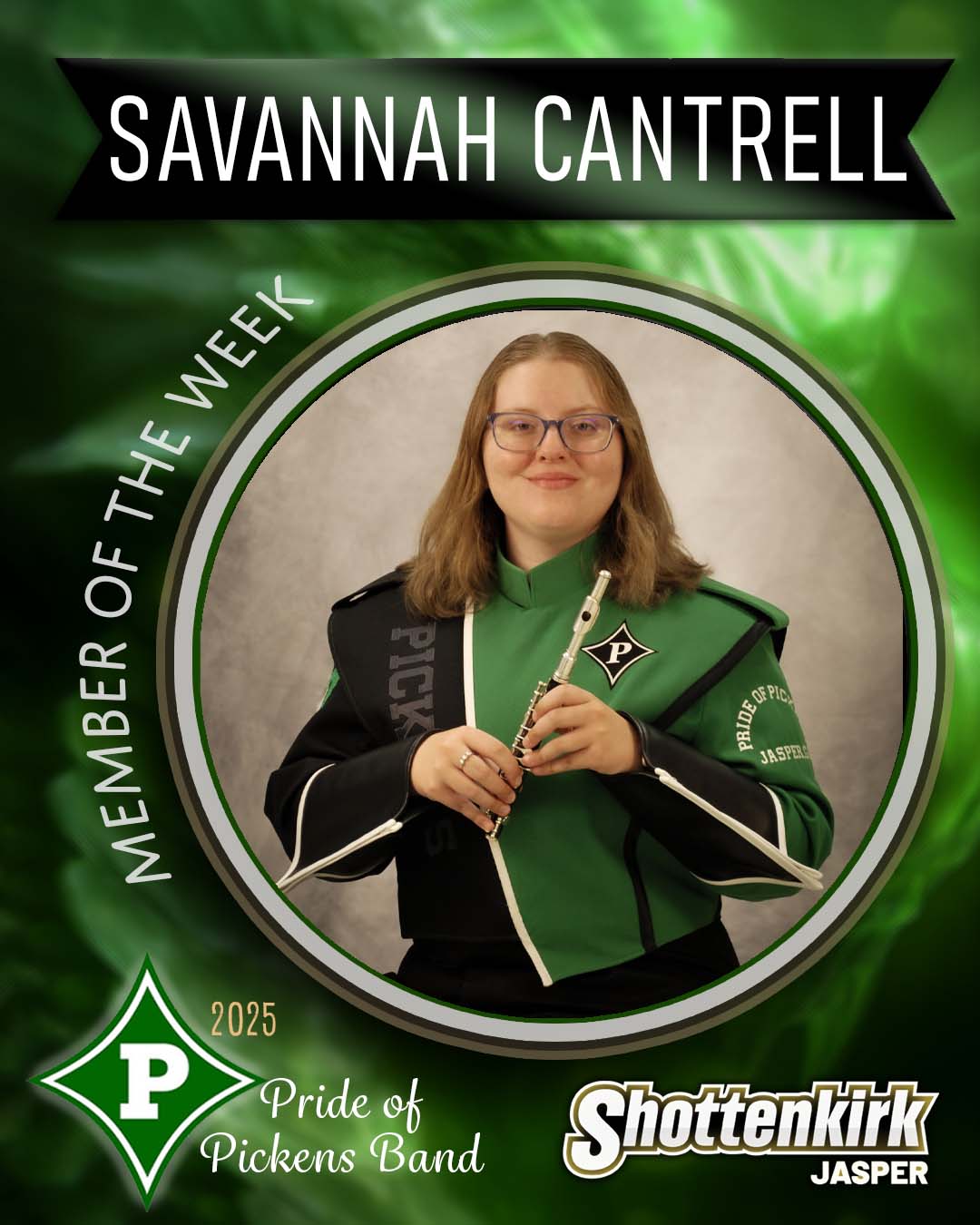 Savannah Cantrell PHS Pride of Pickens Band Member of the Week #1