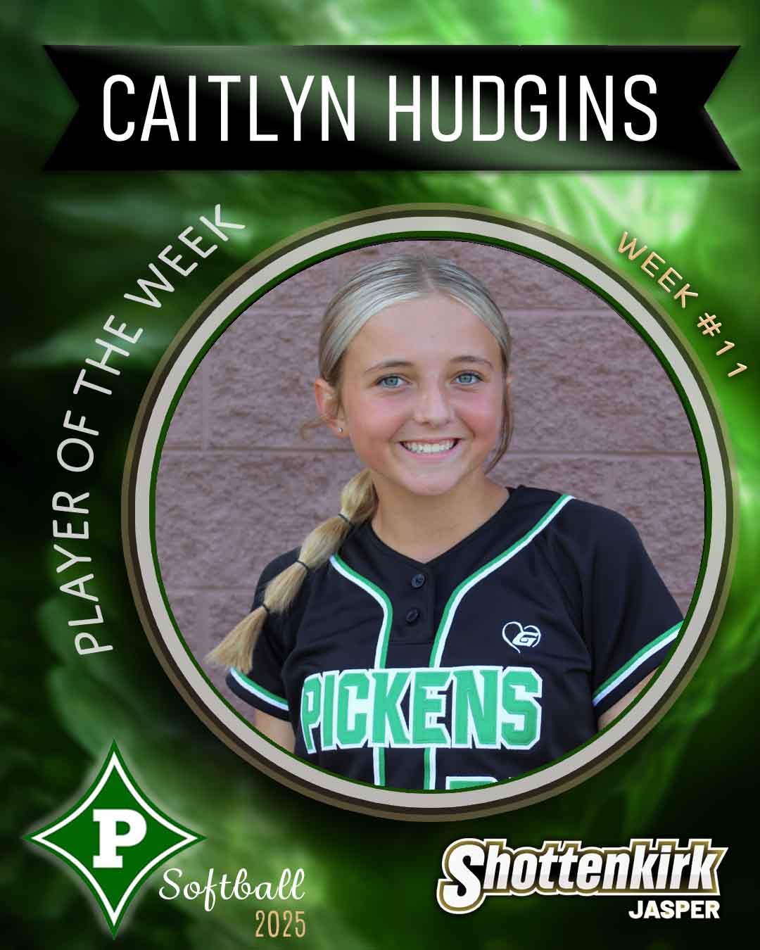 Caitlyn Hudgins PHS Softball Player of the Week #11