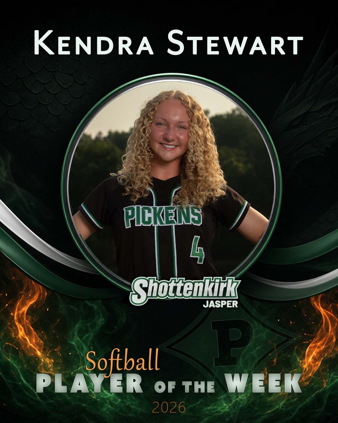 PHS Softball Player of the Week #1 - Kendra Stewart