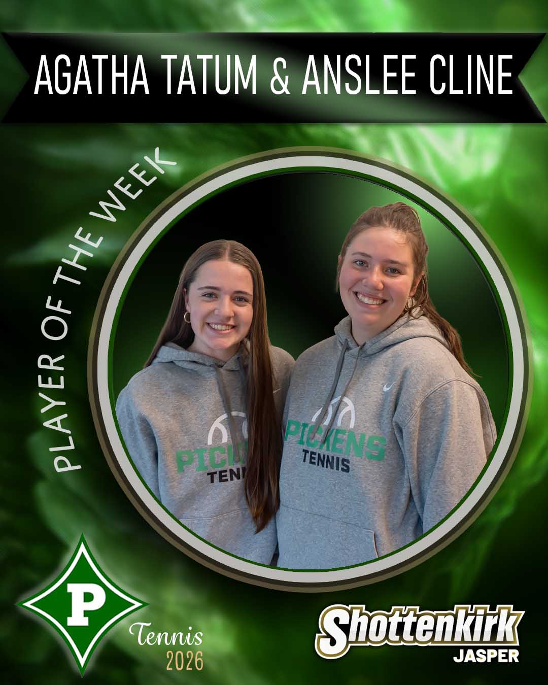 Agatha Tatum & Anslee Cline PHS Girls Tennis Player of the Week #4