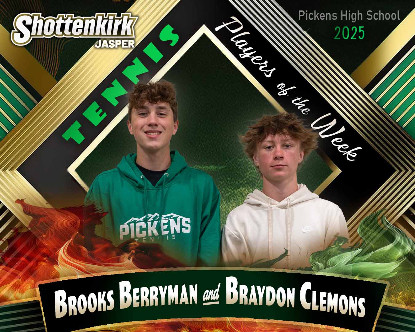 PHS Tennis Boys Players of the Week #4 - Brooks Berryman and Braydon Clemons