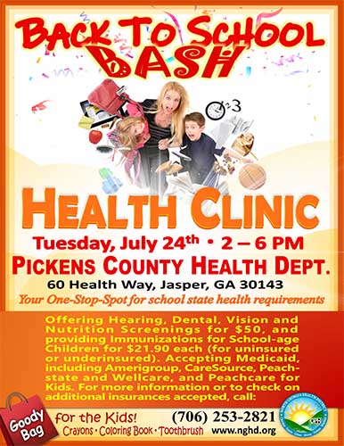Back To School Bash Health Clinic on July 24 