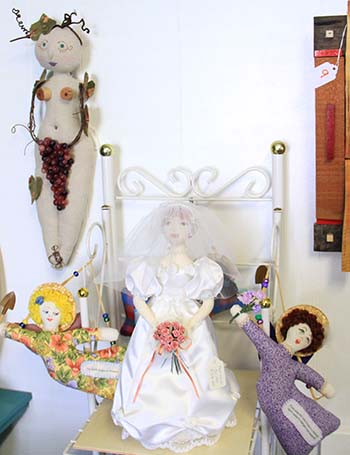 Meditrina Roman Goddess of Wine, Gardening Angels, and Wedding doll made from Jaci's daughter's wedding dress.