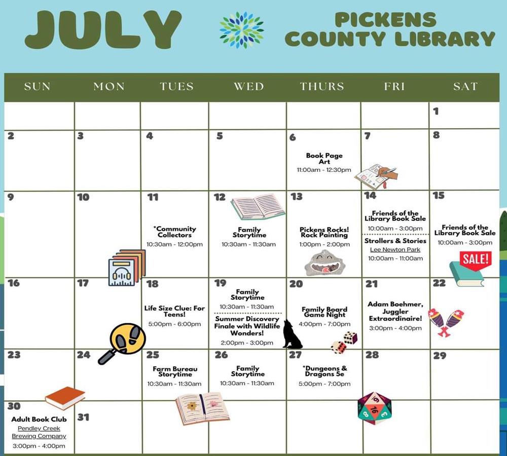 Happening in July at the Pickens County Library 