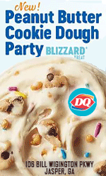 may Blizzard of the Month at Dairy Queen in Jasper - Peanut Butter Cookie Dough & Picnic Peach Cobbler  Blizzard