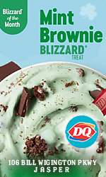 March Blizzard of the Month at Dairy Queen in Jasper - Mint Brownie Blizzard