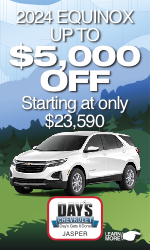 2024 Equinox up to $5,000 Off at Day's Chevrolet in Jasper (starting at $23,590)