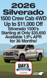 Save on 2026 Silverado 1500's & 2500's and Traverse and Trax at Day's Chevrolet Jasper