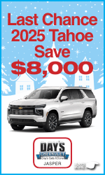 Save on Silverado, Suburban and Tahoe at Day's Chevrolet Jasper End of the Year Sale