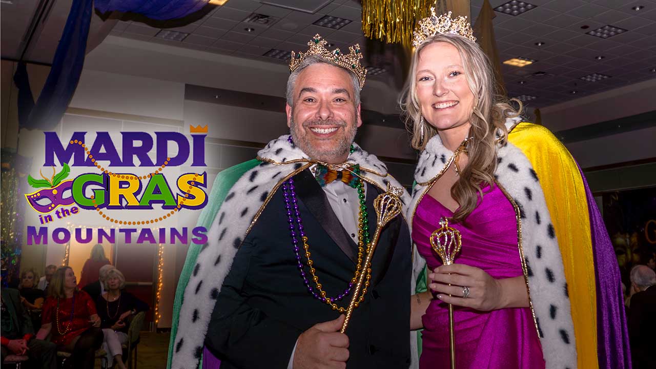 Mardi Gras in the Mountains Coronation Ceremony - Chris Parker and Ashley Craig Gooch from Pickens County crowned King and Queen